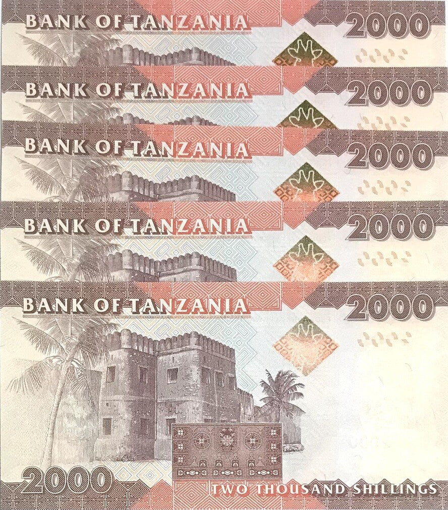 Tanzania 2000 Shillings ND 2020 P 42 New Sign UNC LOT 5 PCS