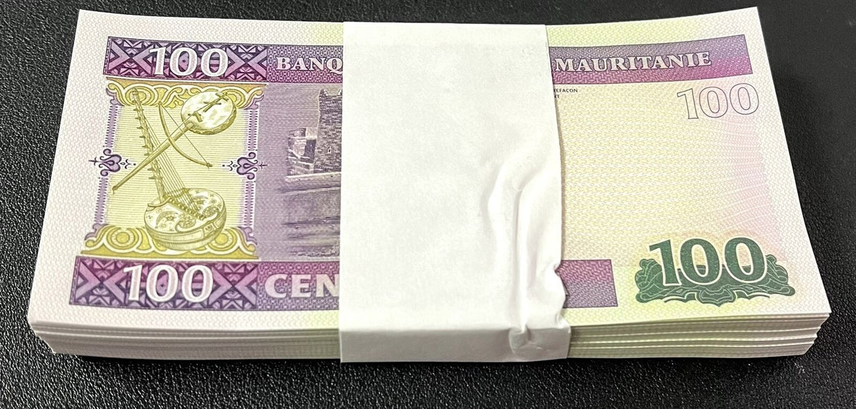 Mauritania 100 Ouguiya 2015 P 16 UNC LOT 100 PCS 1 Bundle