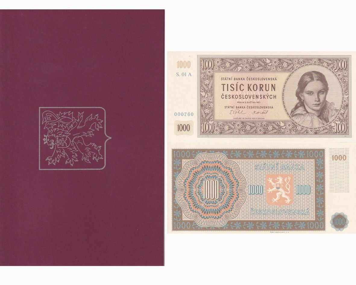 Czechoslovakia 1000 Korun 1951/2023 P 77 Official Reprint W/Folder UNC