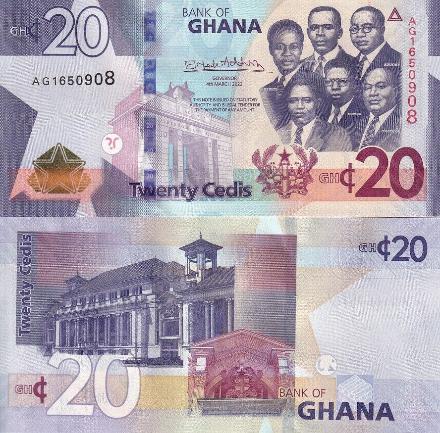 Ghana 20 Cedis 2022 P 48 UNC