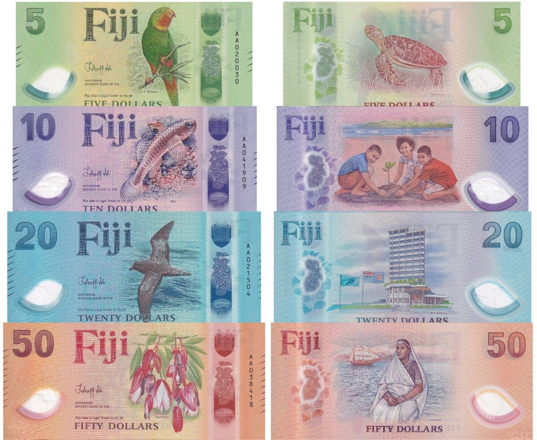 Fiji SET 4 UNC 5 10 20 50 Dollars 2026 2025 P NEW Polymer NEW Family