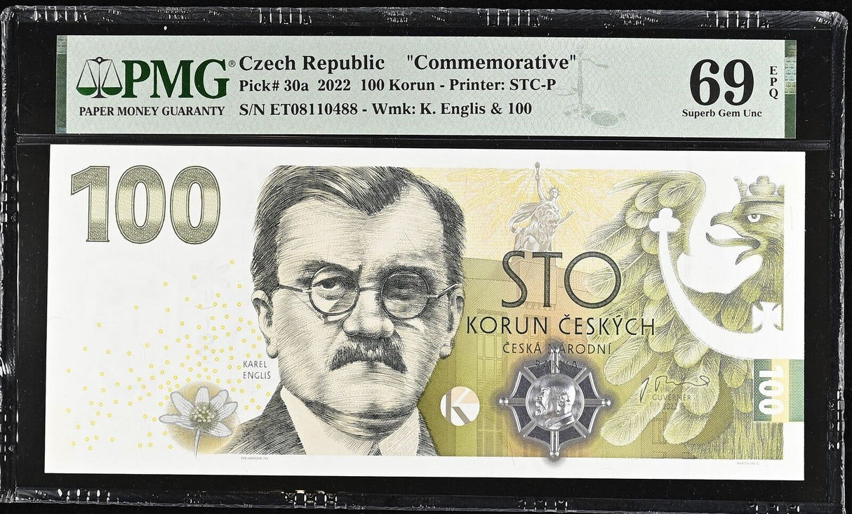 Czech Republic 100 Korun 2022 Comm. P 30 a Superb Gem UNC PMG 69 EPQ BIG Size