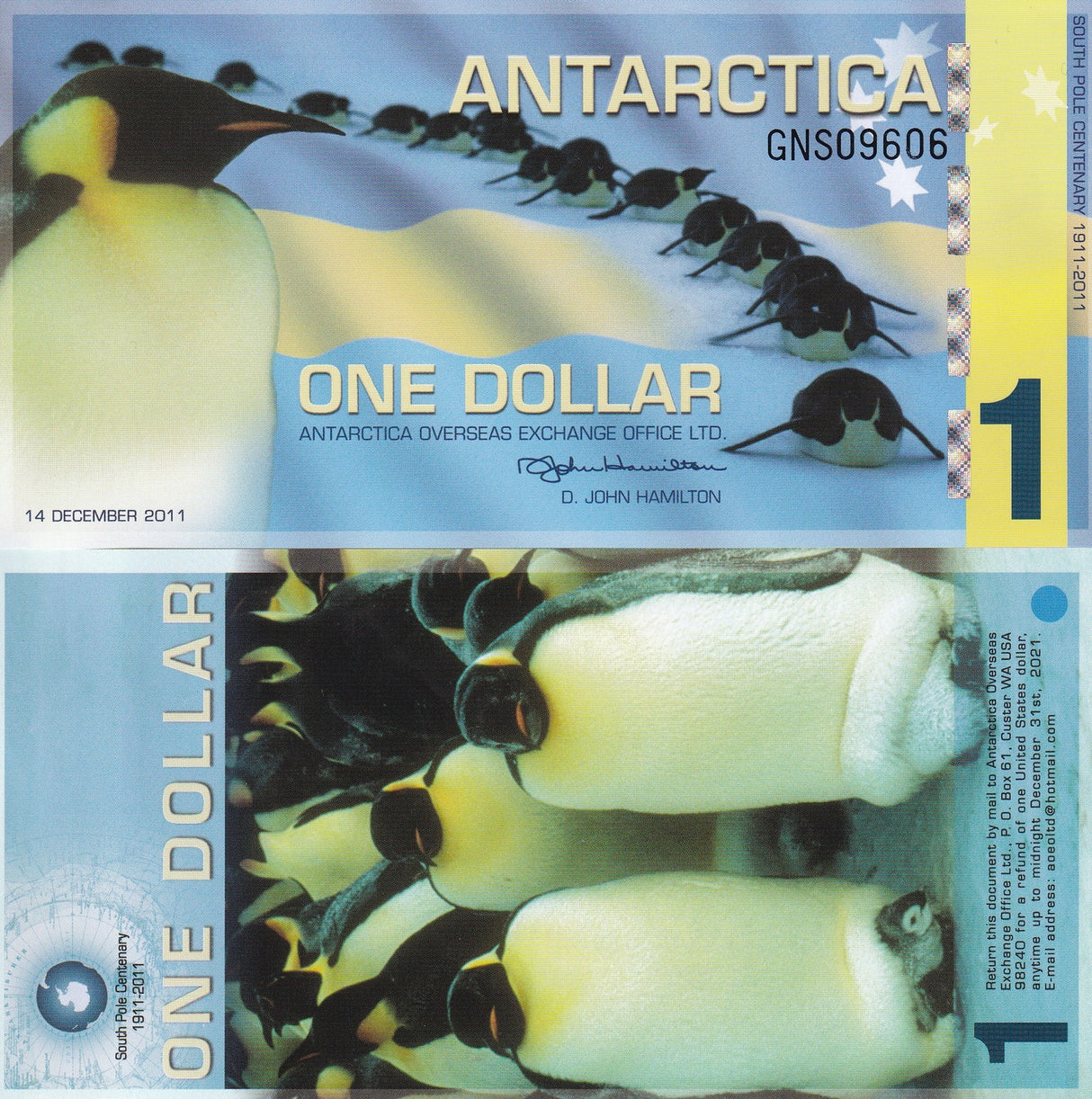 Antarctica 1 Dollar 2011 Polymer UNC