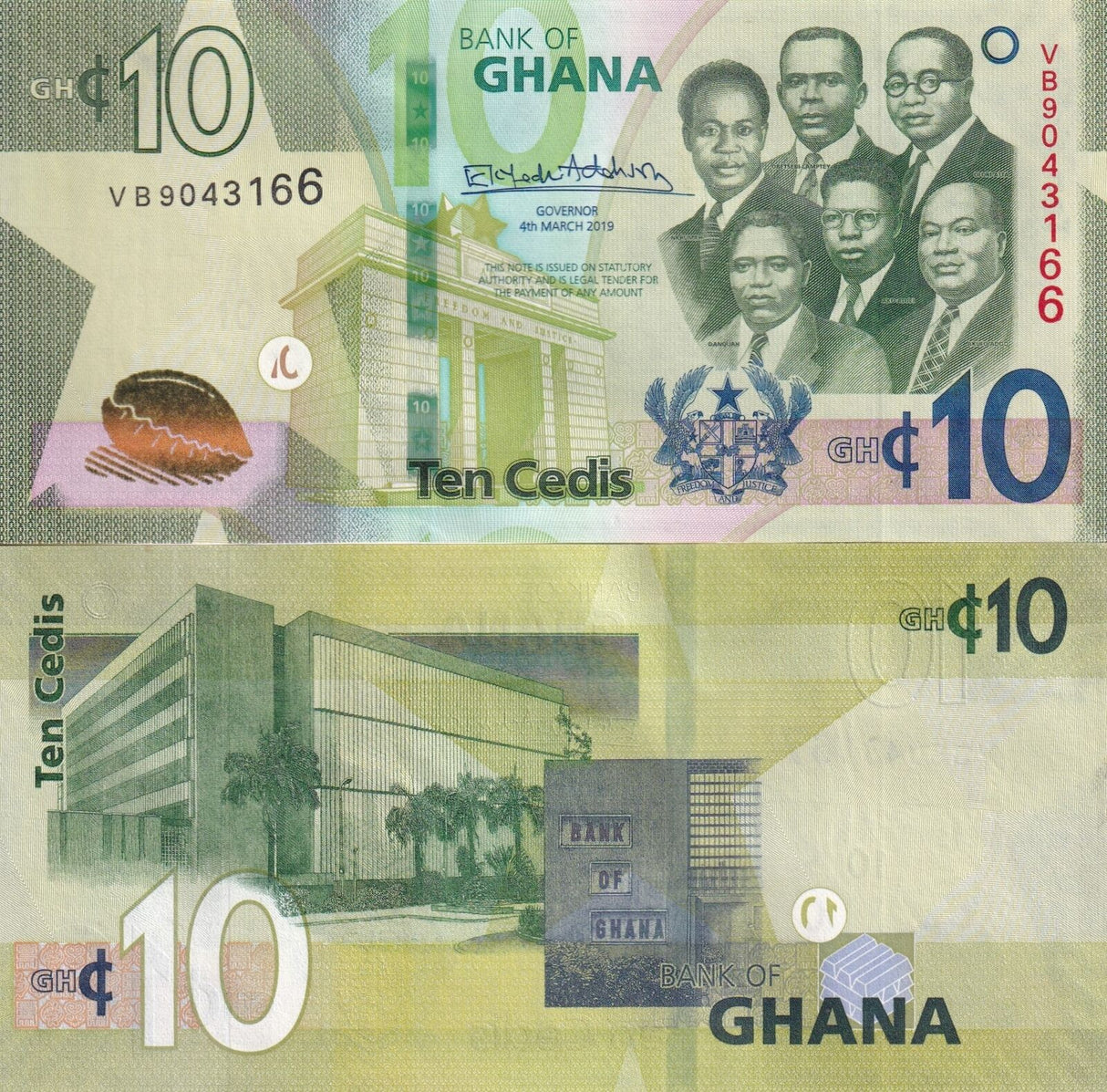 Ghana 10 Cedis 2019 P 47 UNC