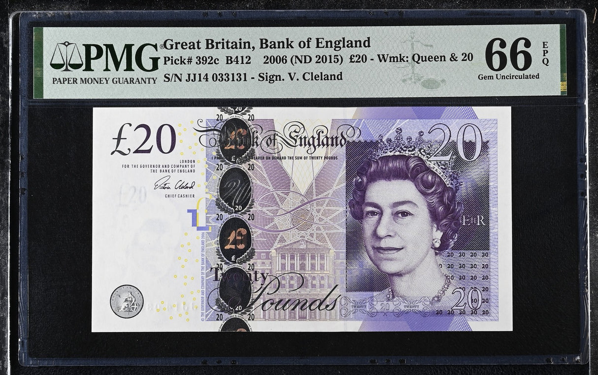 Great Britain 20 Pounds 2006 ND 2015 P 392 c QEII Gem UNC PMG 66 EPQ