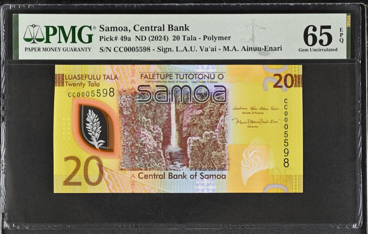 Samoa 20 Tala ND 2024 P 49 a Polymer Gem UNC PMG 65 EPQ