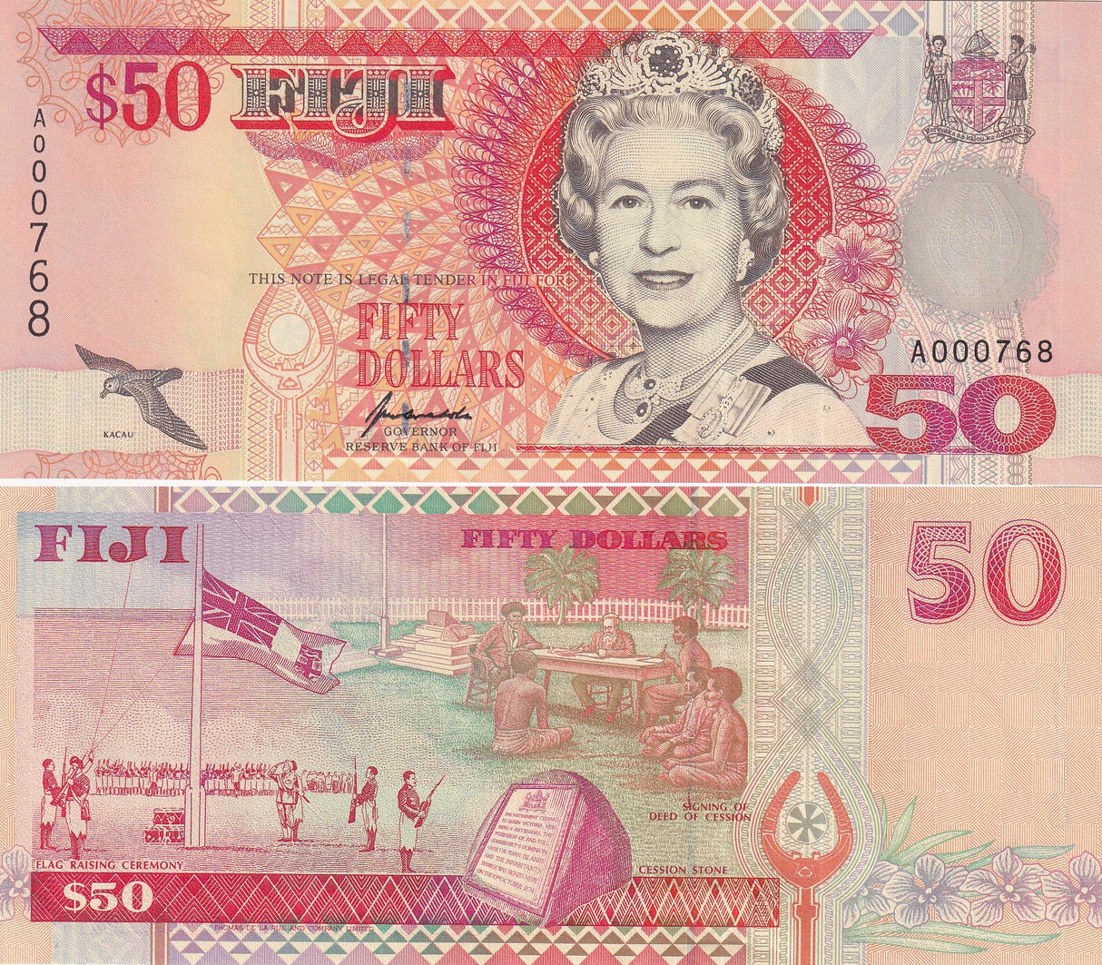 Fiji 50 Dollars ND 1996 QE II P 100 UNC