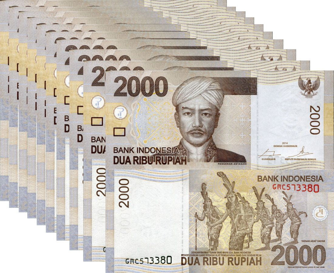 Indonesia 2000 Rupiah Random Year/2009 P 148 UNC LOT 10 PCS