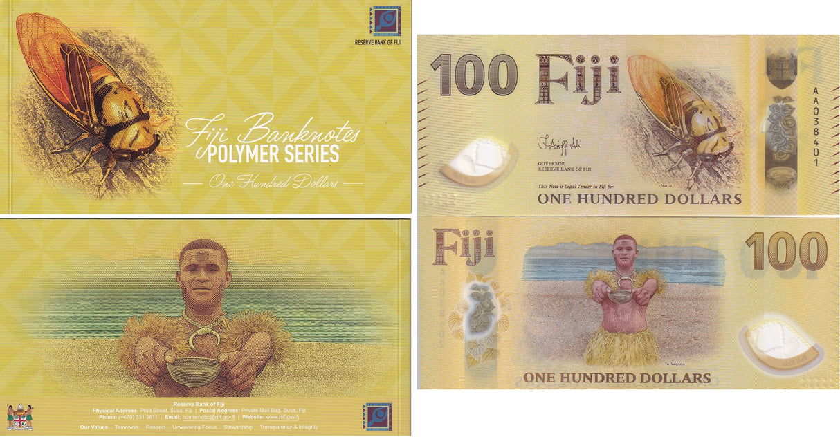 Fiji 100 Dollars 2026 2025 P NEW Polymer IN Folder UNC