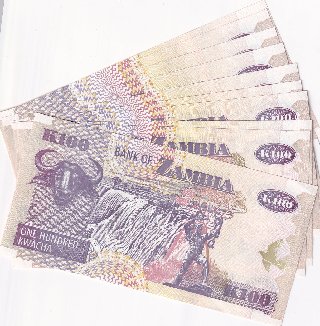 ZAMBIA 100 KWACHA 2003 P 38 UNC LOT 10 PCS
