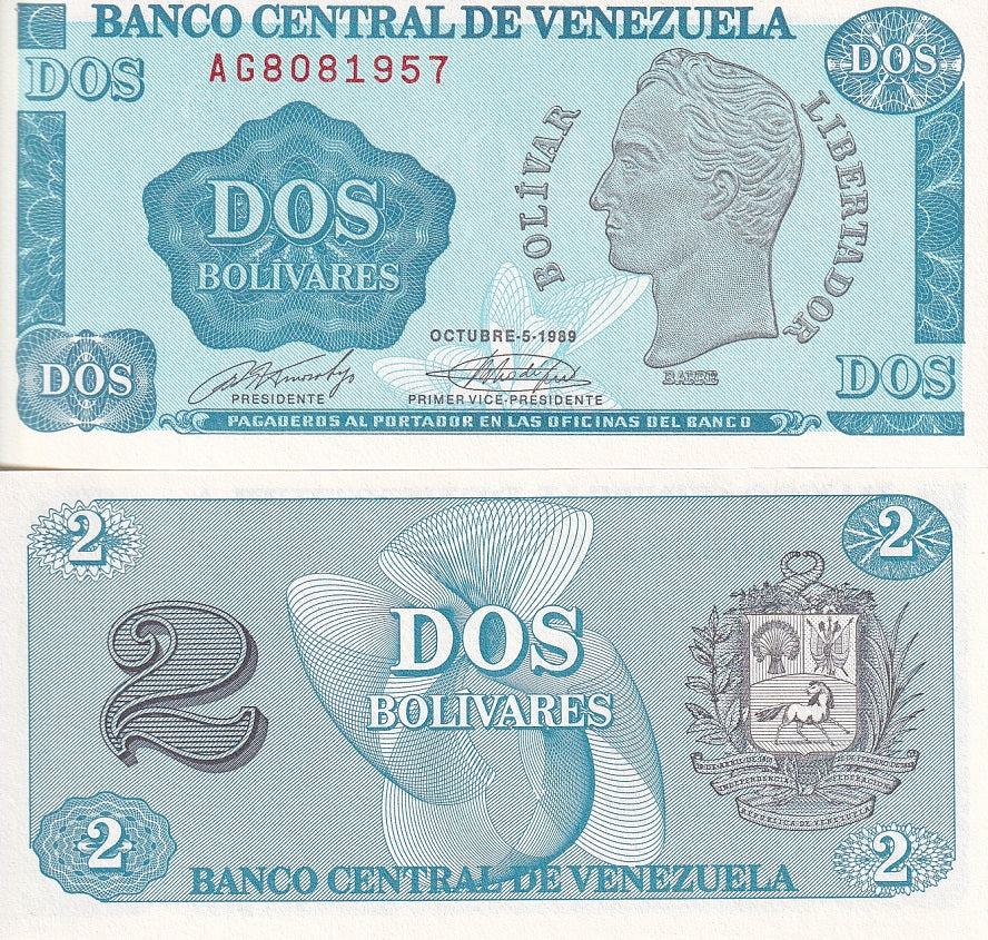 Venezuela 2 Bolívar 1989 P 69 UNC