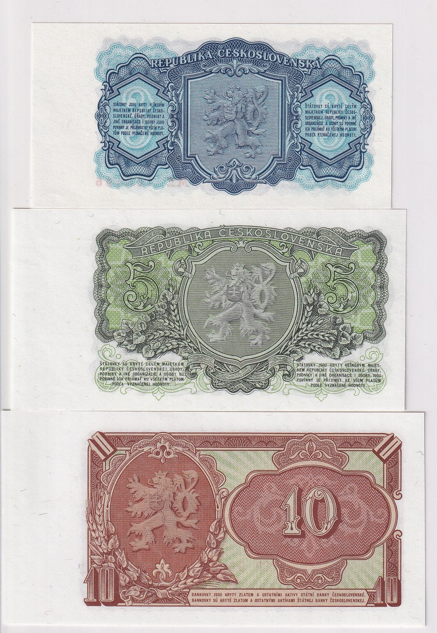 Czechoslovakia Set 3 PCS 3 5 10 Korun 1953 P 79 P 80 P 83 UNC