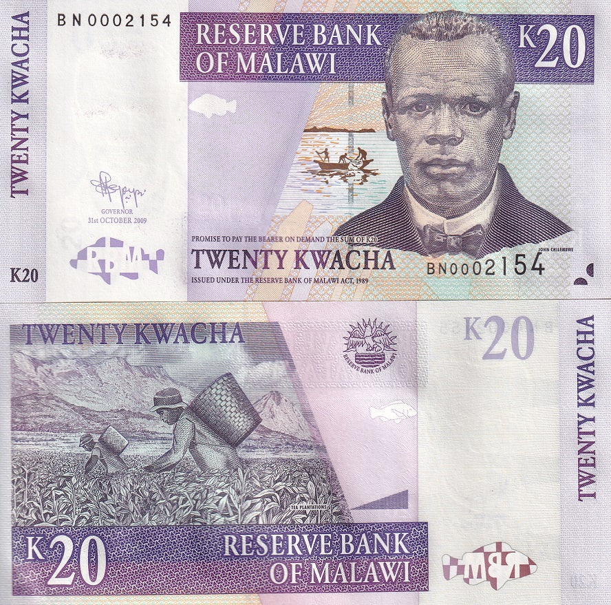 Malawi 20 Kwacha 2009 P 52 d UNC