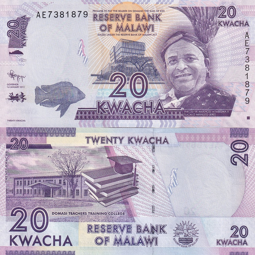 MALAWI 20 KWACHA 2012 P 57 FISH UNC