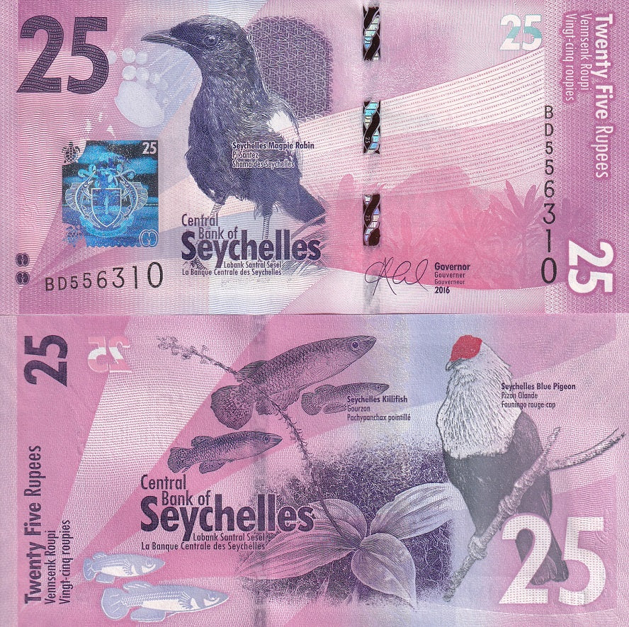 Seychelles 25 Rupees ND 2016 P 48 UNC
