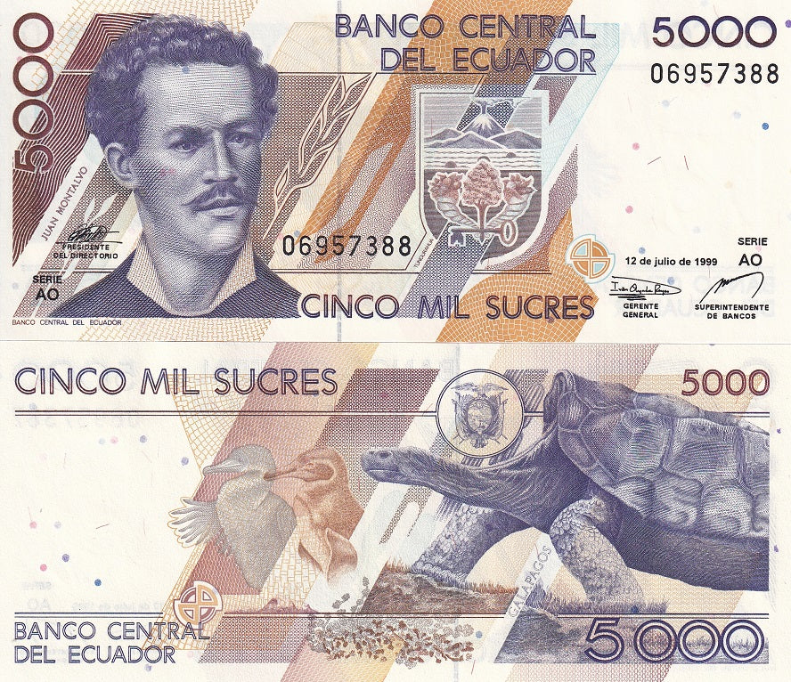 Ecuador 50000 Sucres JULY-1999 P 128 c TURTLE UNC