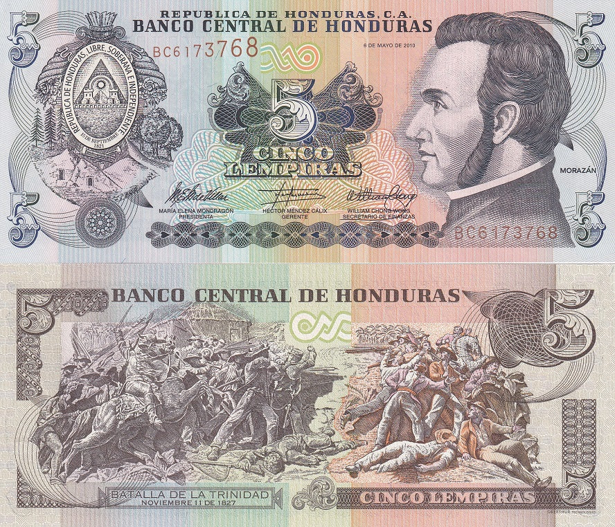 Honduras 5 Lempiras 2010 P 91 c UNC