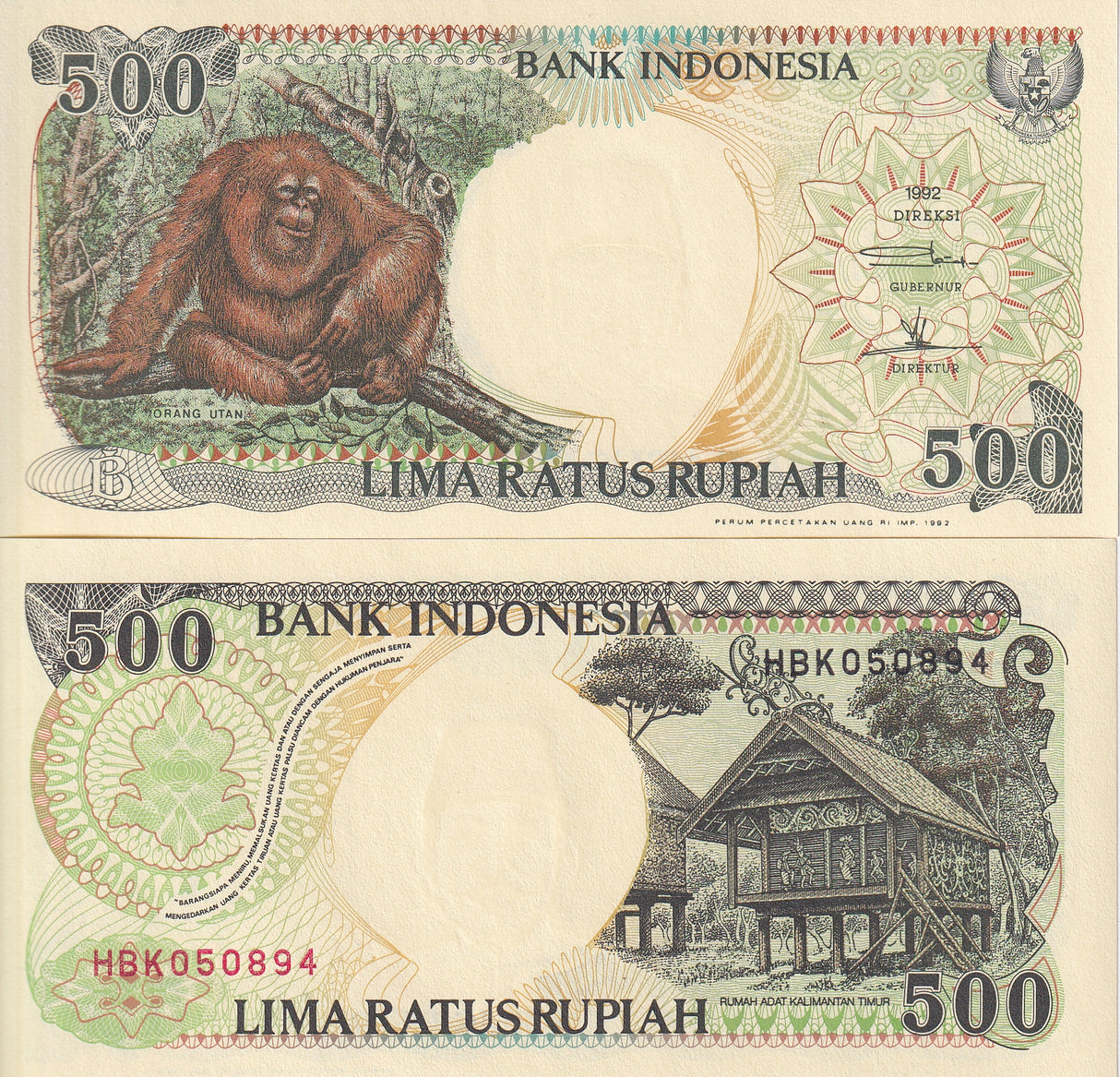 INDONESIA 500 RUPIAH 1992/1992 FIRST DATE P 128 UNC