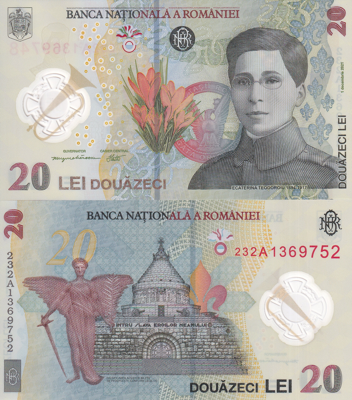 Romania 20 Leu 2021/2023 P 119A Polymer UNC