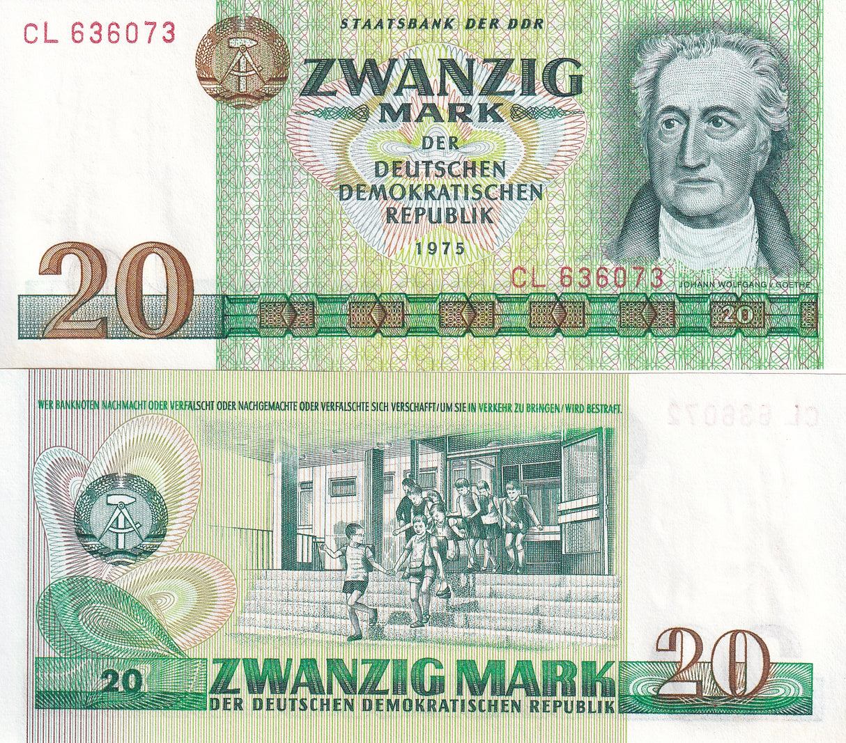 Germany Democratic 20 MARK 1975 P 29 a UNC