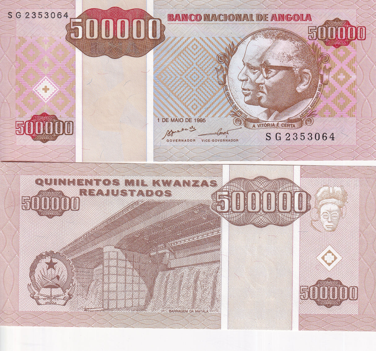 ANGOLA 500000 KWATZAS 1995 P 140 UNC