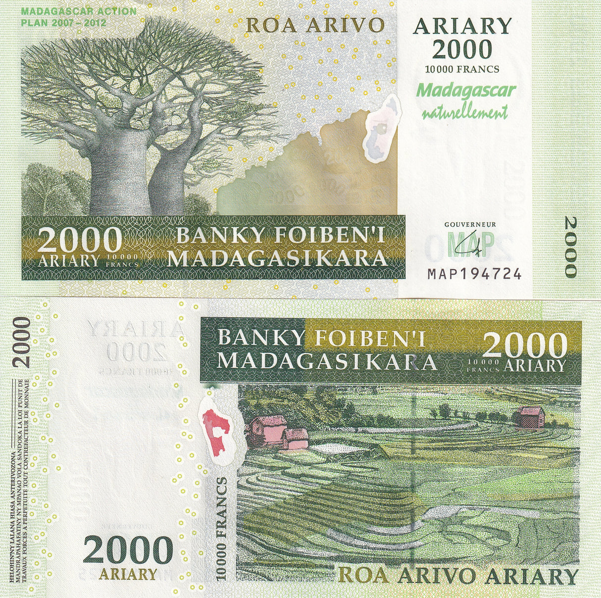 Madagascar 2000 Ariary 2007 P 93 Commemorative UNC