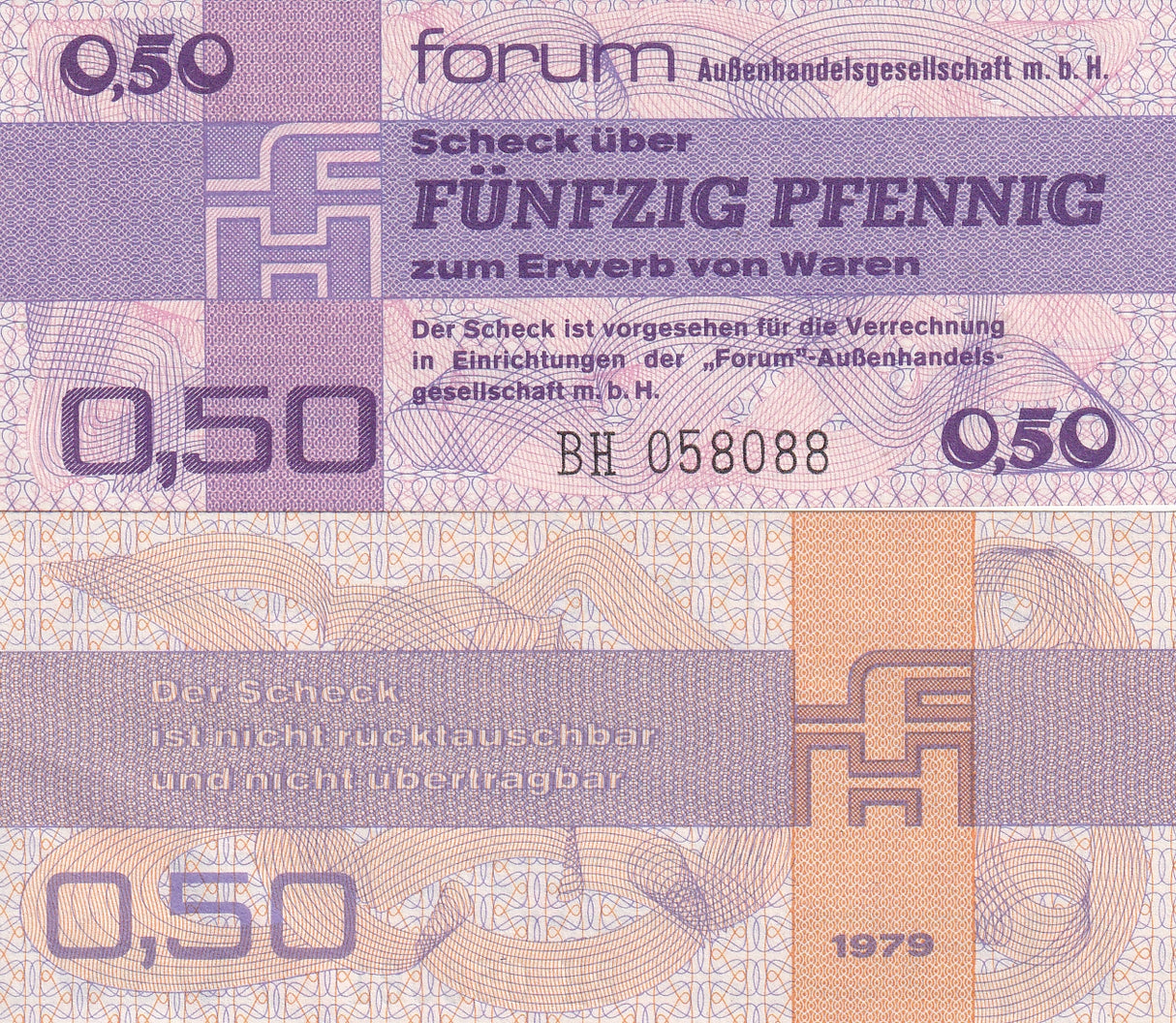 GERMANY DEMORCRATIC 50 PFENNIG 0.5 MARK 1979 P FX1 UNC