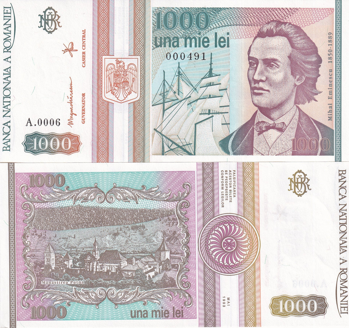 Romania 1000 Lei 1993 P 102 UNC