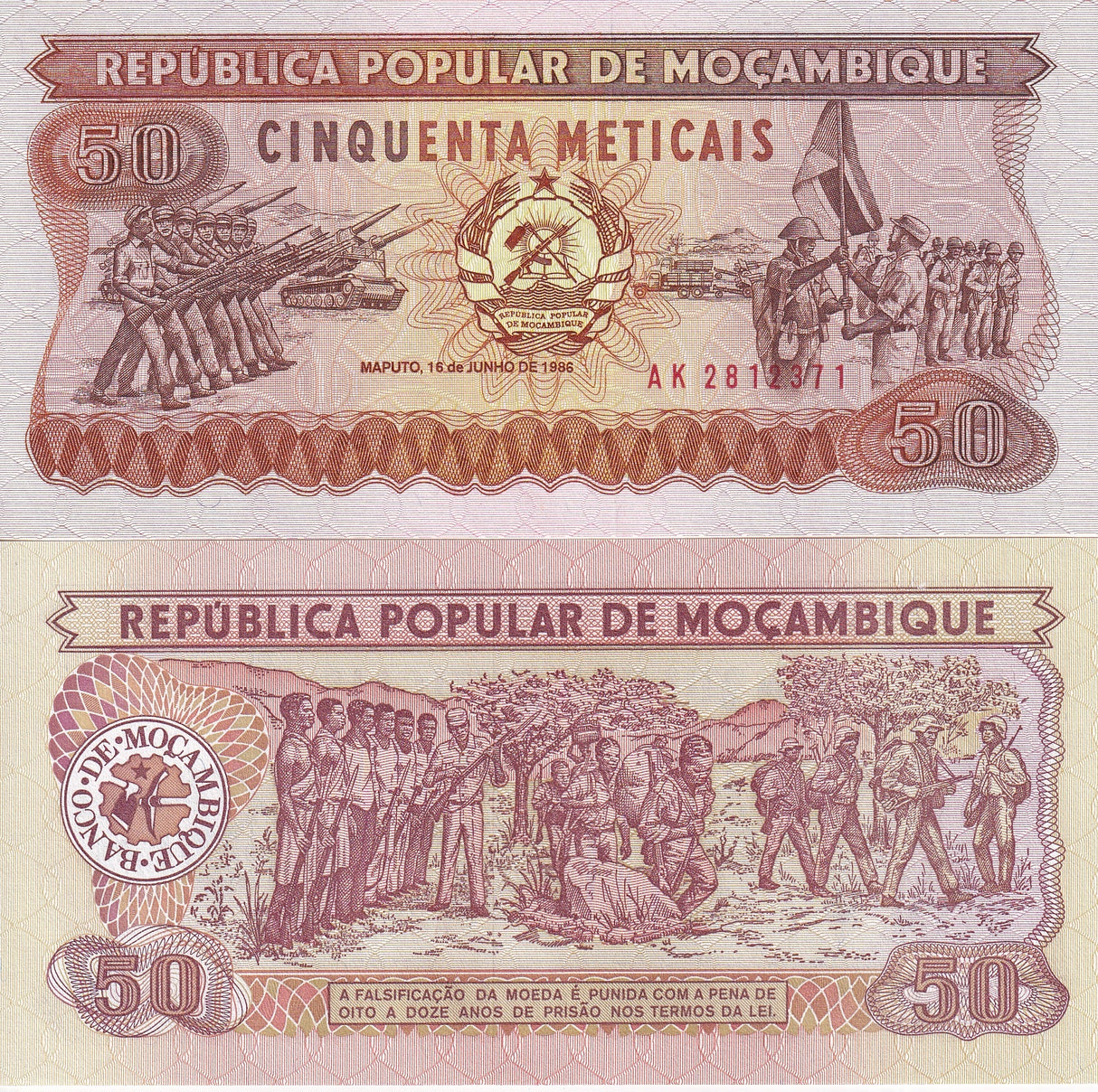 Mozambique 50 Escudos 1986 P 129 UNC