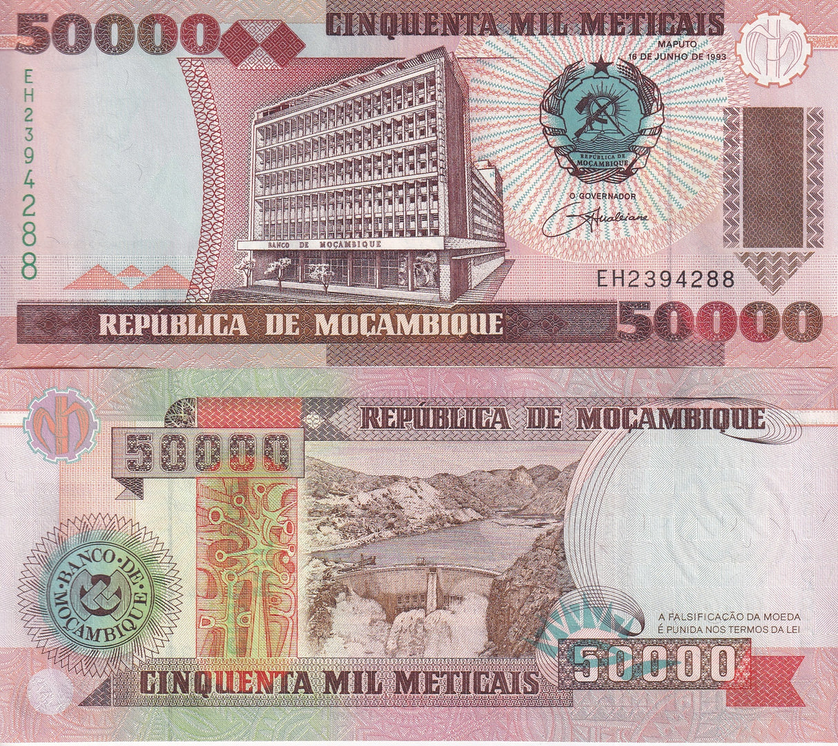 Mozambique 50000 Meticais 1993 P 138 UNC