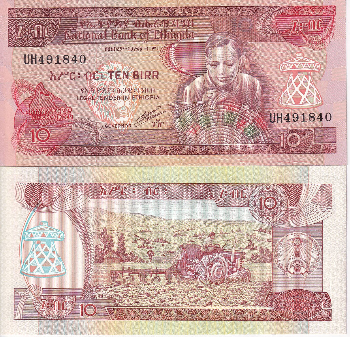 Ethiopia 10 Birr 1991 P 43 b UNC