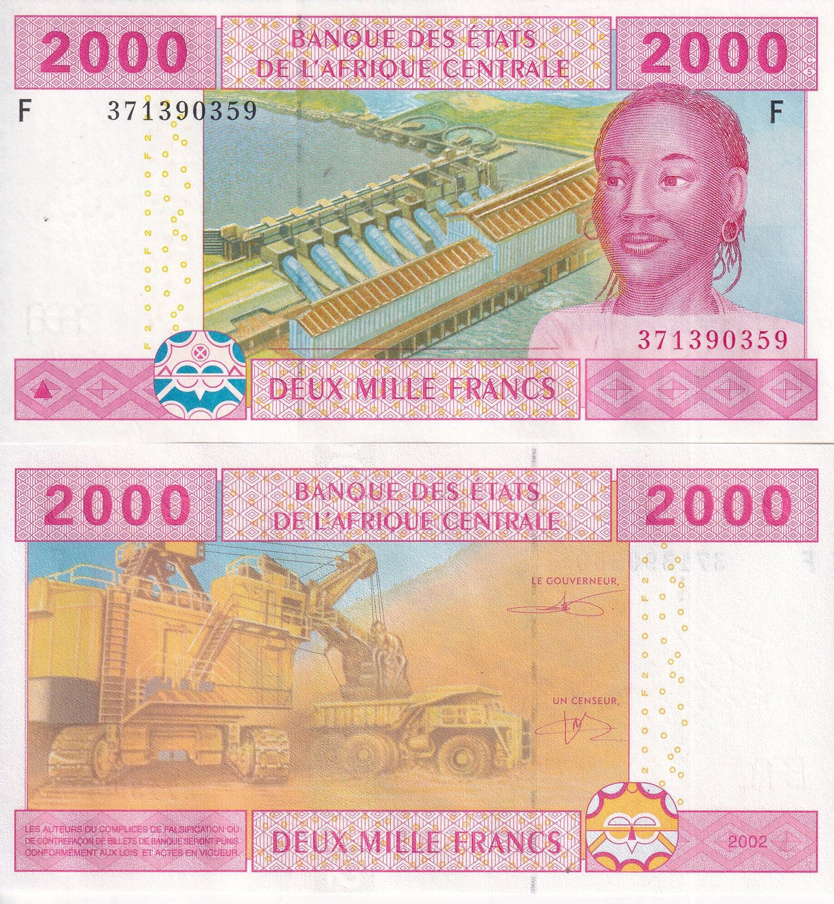 CENTRAL AFRICAN STATES GUINEA 2000 2,000 FRANC 2002 P 508 F c NEW SIGN UNC