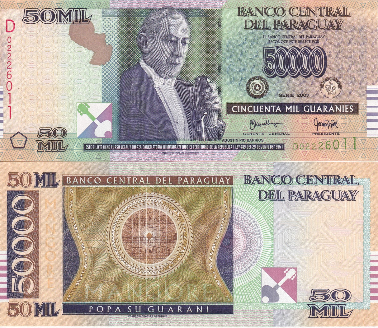 PARAGUAY 50000 GUARANIES 2007 P 232 UNC