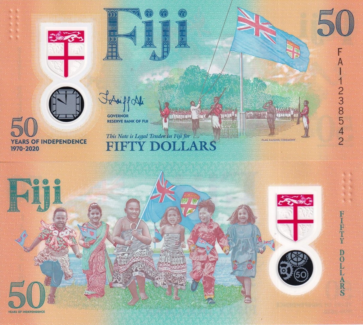 Fiji 50 Dollars ND 2020 Independence 50th P 121 Polymer UNC