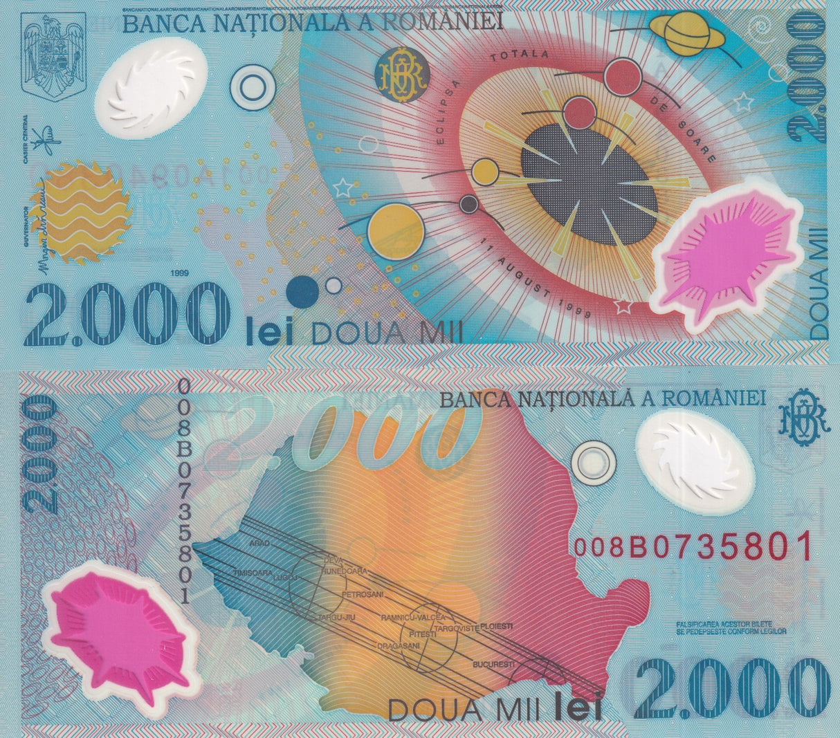 Romania 2000 Lei 1999 P 111 Polymer UNC