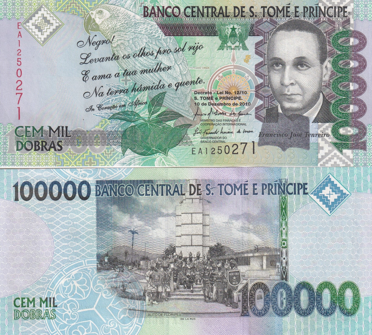 Saint Thomas & Prince 100000 Dobras 2010 P 69 b UNC