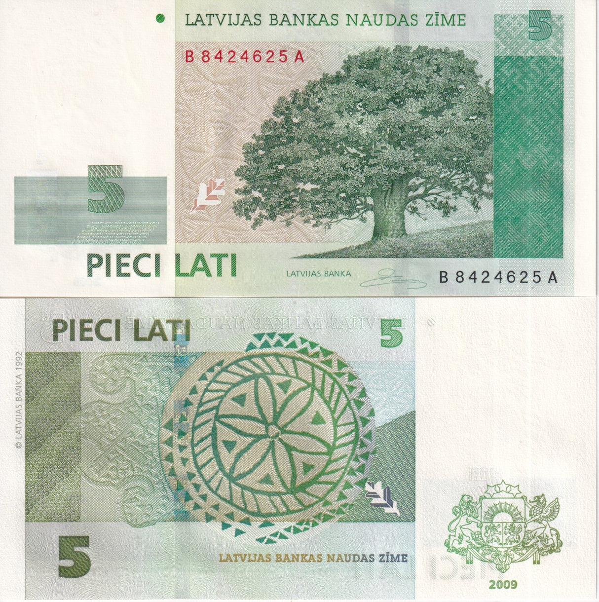 Latvia 5 Lati 2009 P 53 UNC