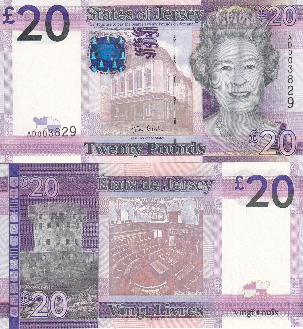 Jersey 20 Pounds 2010 QEII Queen P 35 UNC