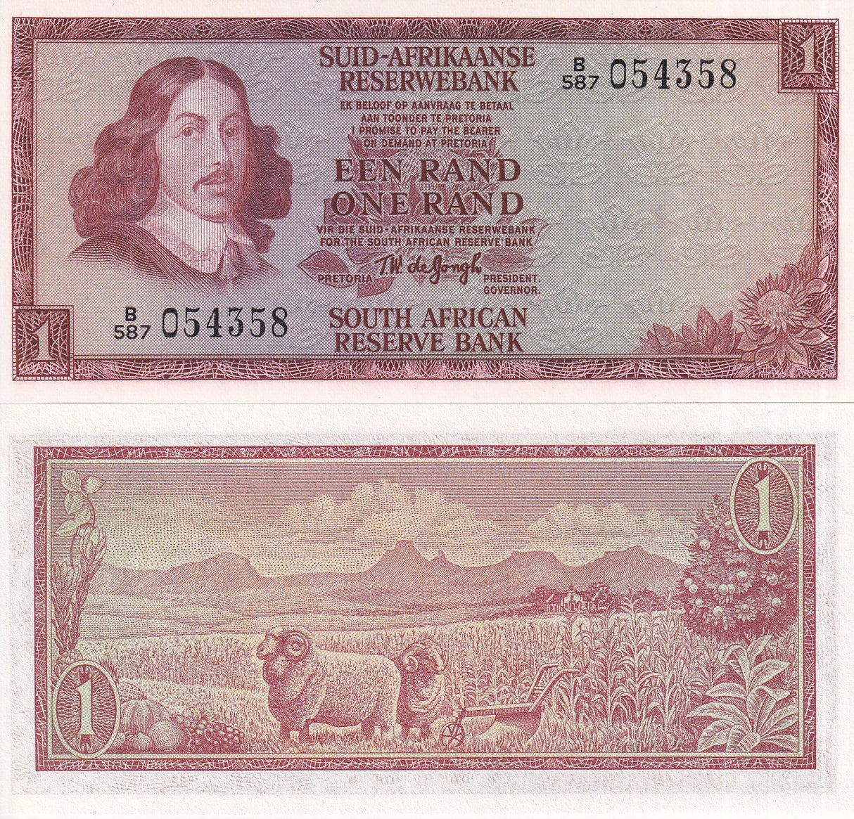 SOUTH AFRICA 1 RAND P 116 B WTM J VAN RIEBEECK UNC