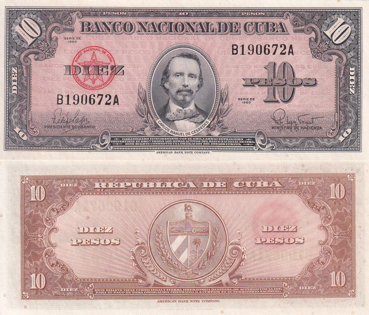 Central America 10 pesos 1960 p 79 B UNC