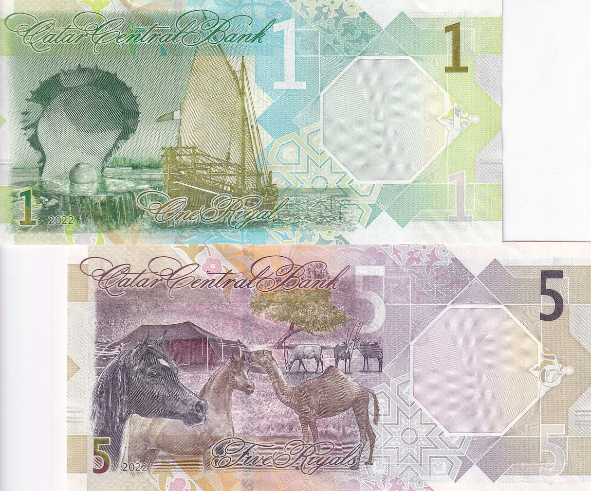 Qatar Set 2 Pcs 1 5 Riyals 2022 P 32 33 UNC