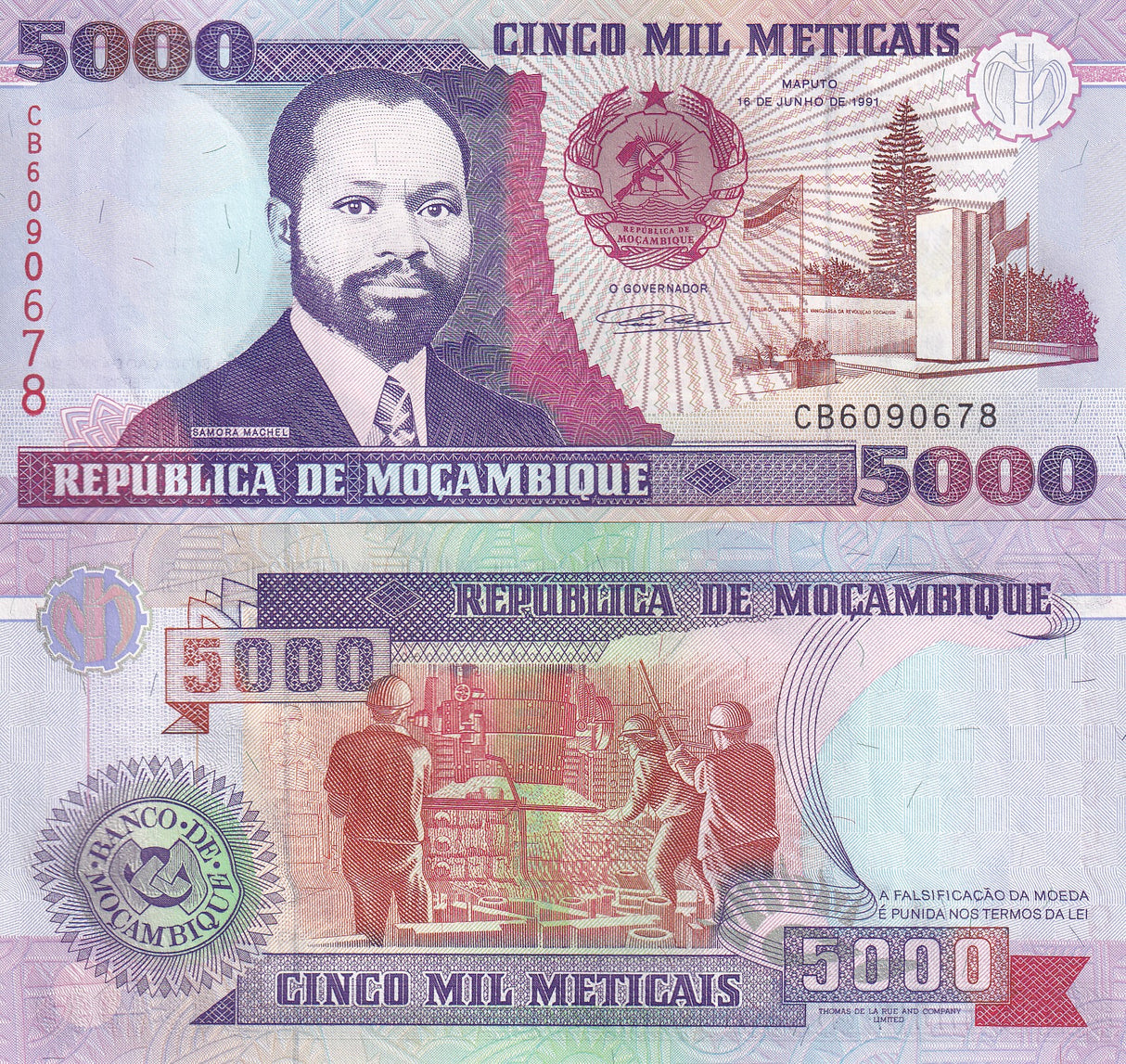 MOZAMBIQUE 5000 METICAIS 1991 P 136 UNC