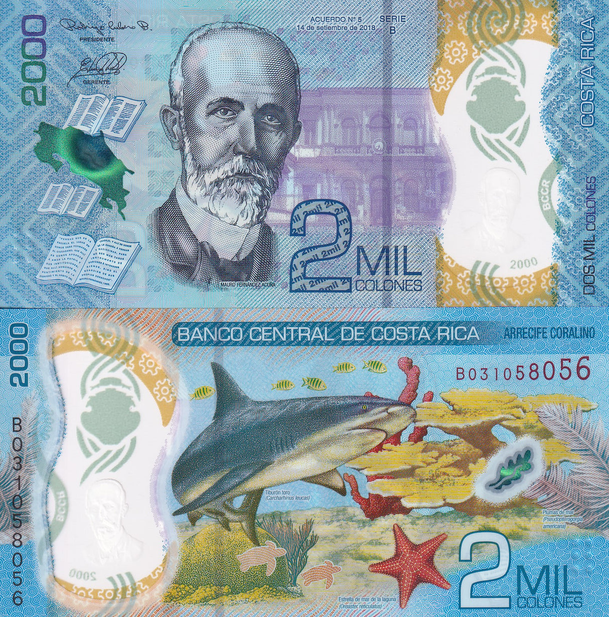 Costa Rica 2000 Colones 2018/2020 P 281 Polymer UNC