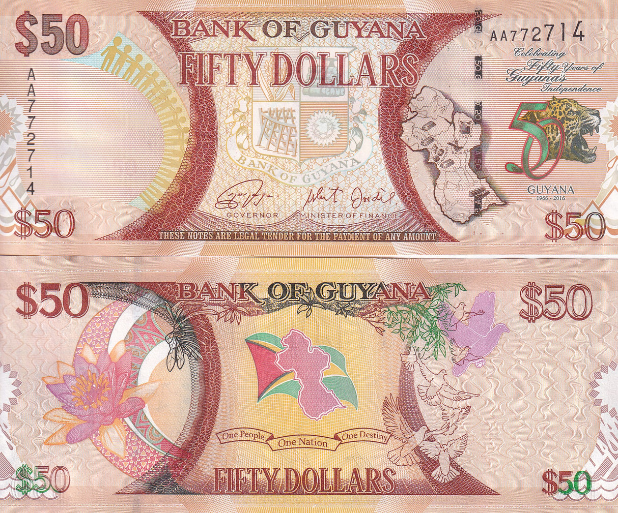 Guyana 50 Dollars ND 2016 P 41 Comm. UNC