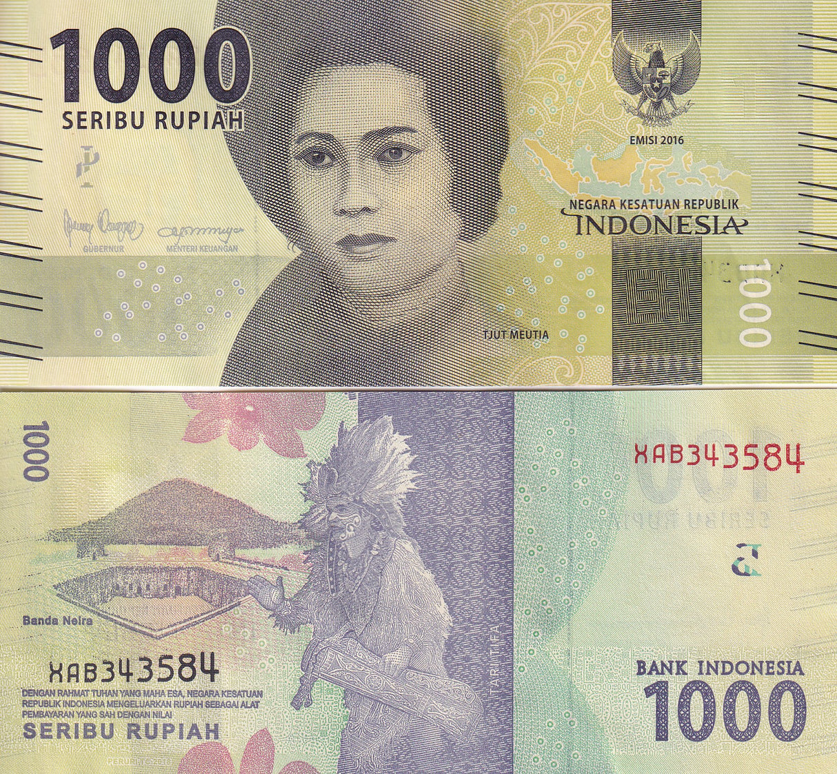 Indonesia 1000 Rupiah 2016/2018 P 154 XAB REPLACEMENT UNC