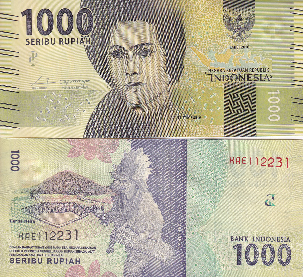 INDONESIA 1,000 1000 RUPIAH 2016 / 2018 P 154 REPLACEMENT X UNC