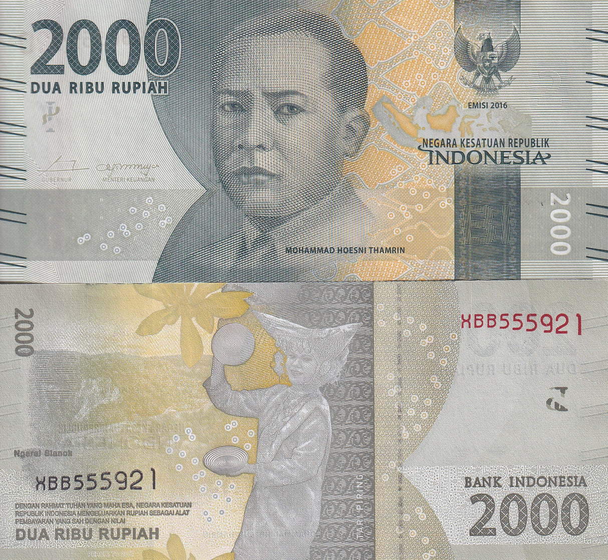 INDONESIA 2000 RUPIAH 2016 / 2017 XBB REPLACEMENT P 155 UNC