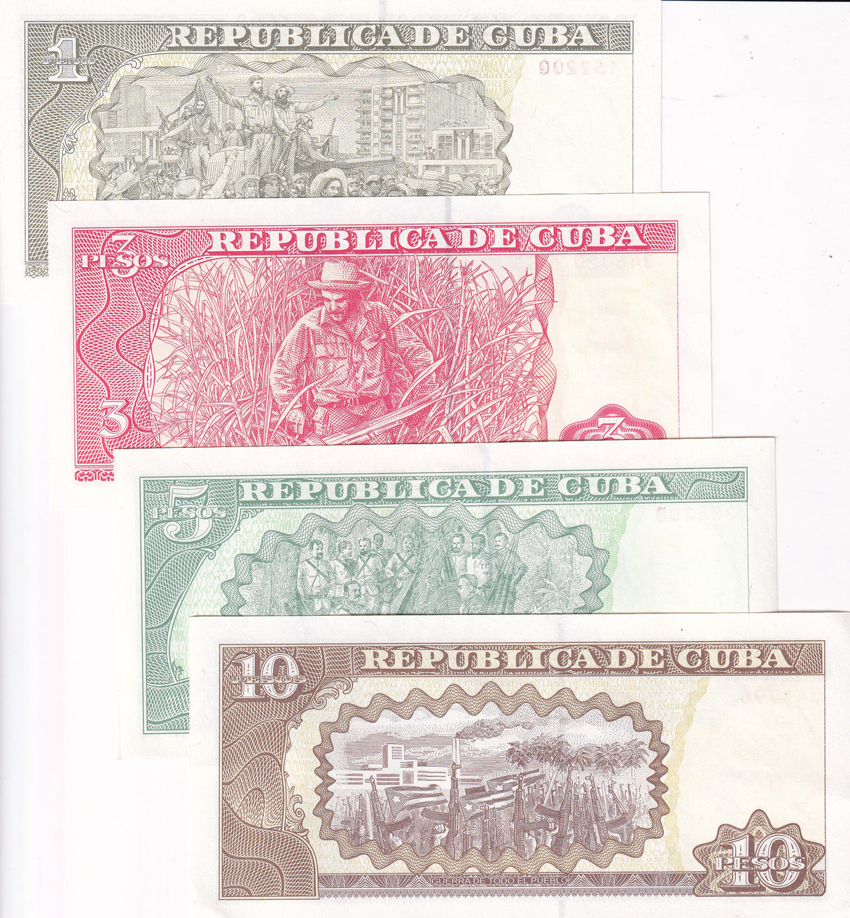 Central America Set 4 AU-UNC 1 3 5 10 Peso Random Year P 116 P 117 P 123 P 128
