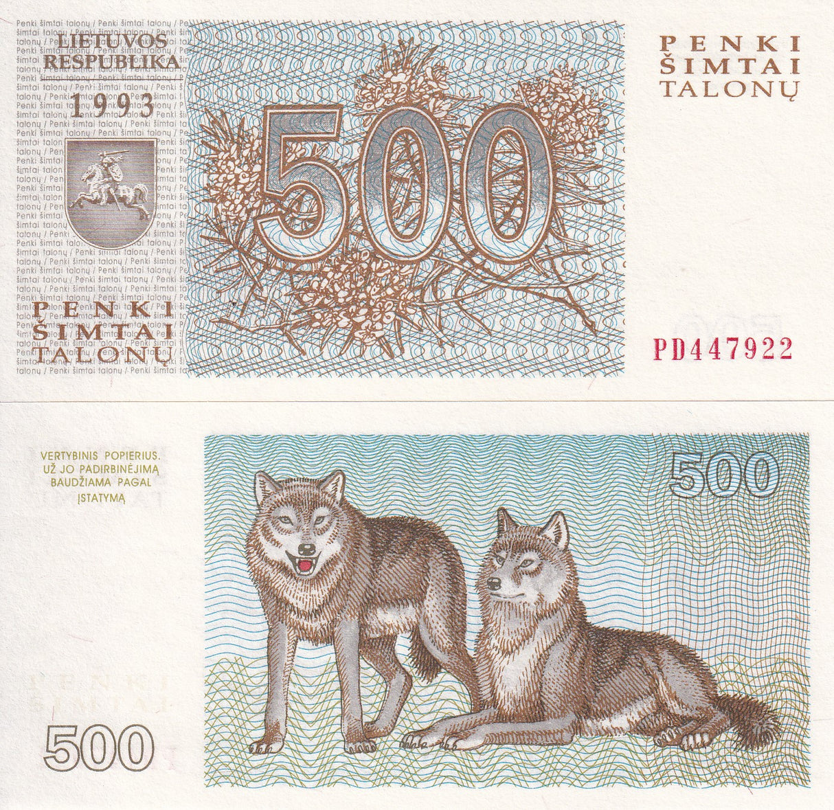 Lithuania 500 Talonu 1993 P 46 UNC