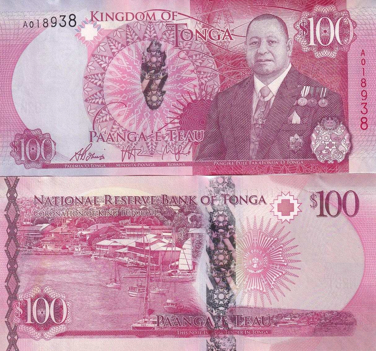 Tonga 100 Pa'anga ND 2015 P 49 UNC